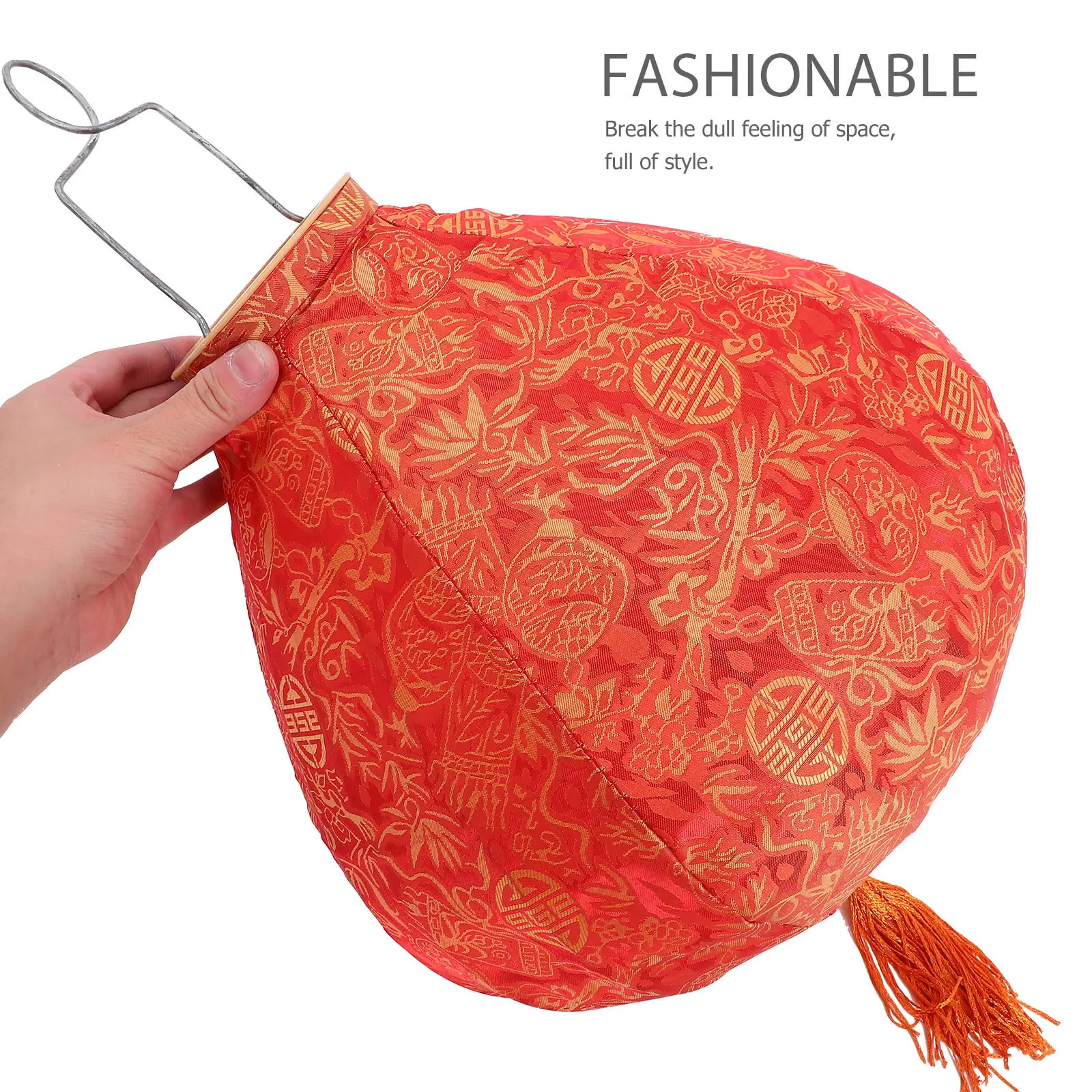Hanging Decorative Cloth Lantern Vintage Style Iron Wire Frame Elegant Outdoor Lantern for Garden Patio Porch Festival