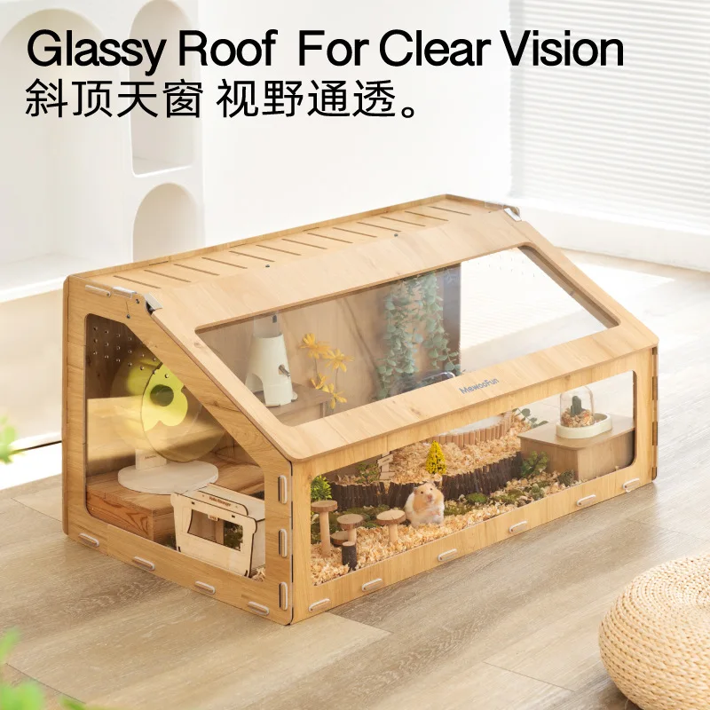 Villa de gaiola de hamster Gaiola de acrílico transparente Casa de hamster tem paisagismo
