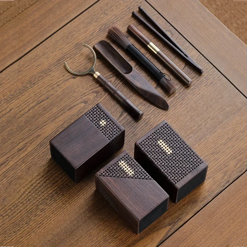 Ebony Solid Wood Tea Ceremony Six Items Set High-End Accessories 6 Gentleman Tea Clamp Tea Knife Spoon Tools - view 3