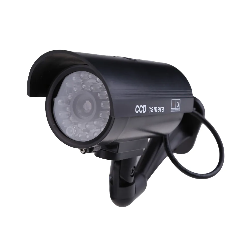 Telecamera fittizia senza cablaggio Telecamera CCTV di sicurezza finta Prevenzione del ladro antifurto con monitor a luce LED lampeggiante per interni ed esterni