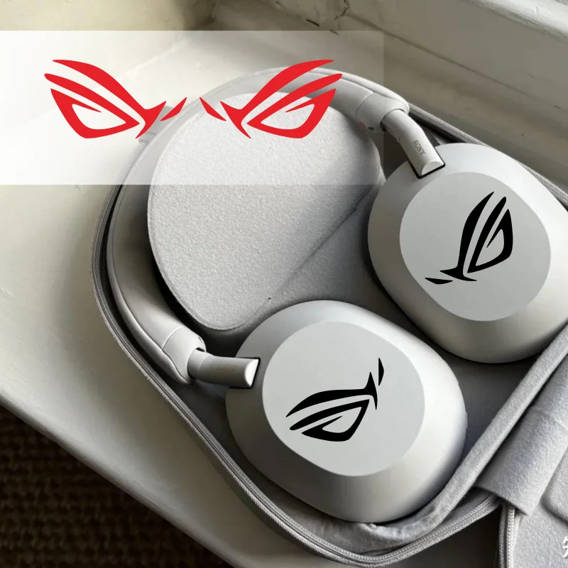 2 PCS LEFT&RIGHT ROG REPUBLIC OF GAMERS EARPHONE PC STICKER ASUS GAMING LAPTOP PC DEKSTOP#347