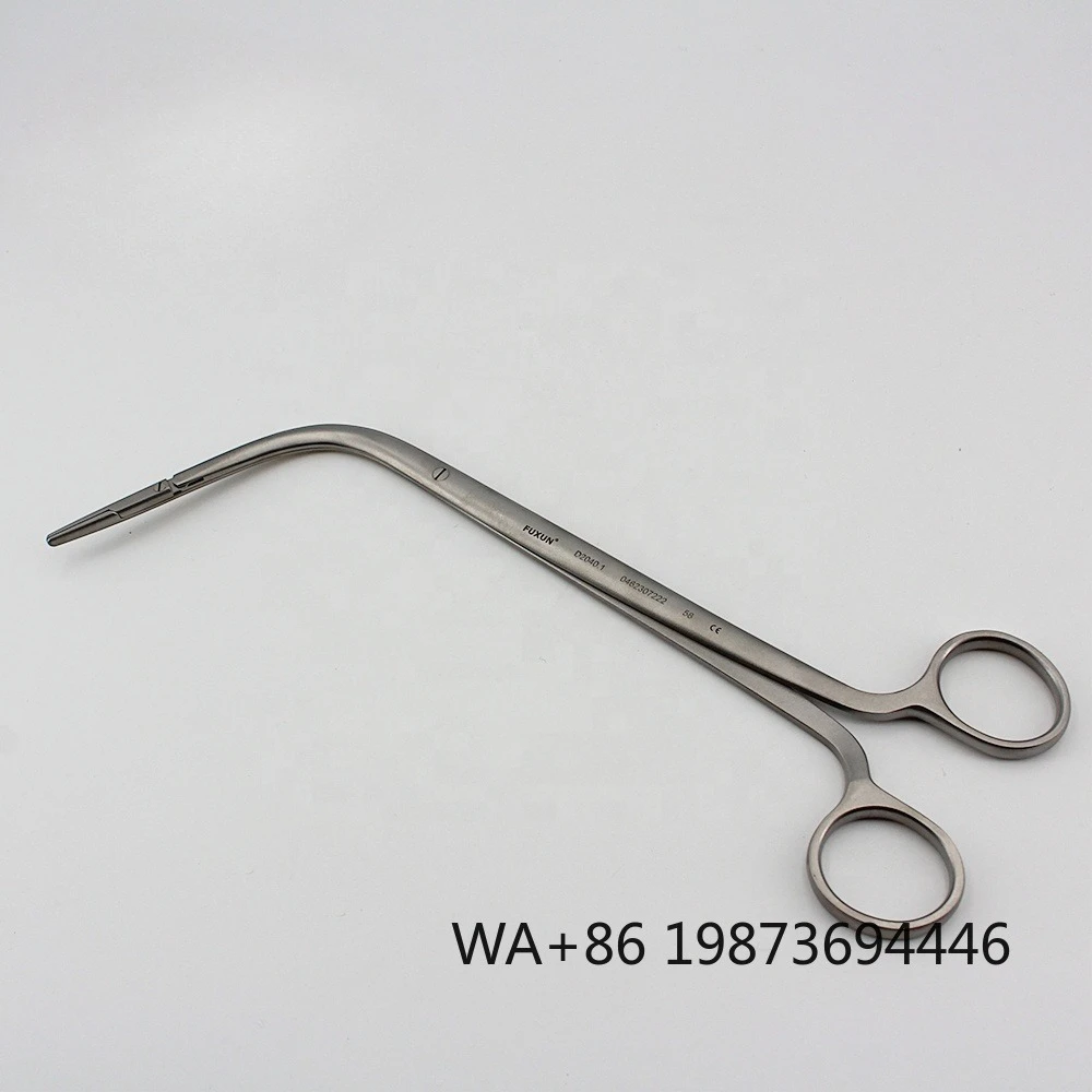260mm Top Curved ENT Laryngeal Fish  Forceps, manual surgical for foreign capture and removal in laryngeal cavity