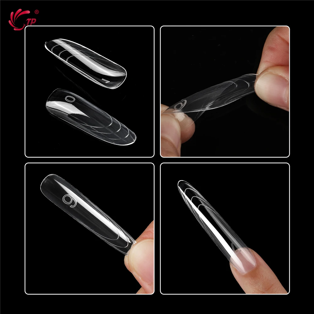 TP New 70枚/140枚入り クリアネイル デュアルフォーム フルカバー ネイルエクステンションシステム クイックビルディングジェルモールド つけ爪 マニキュアツール