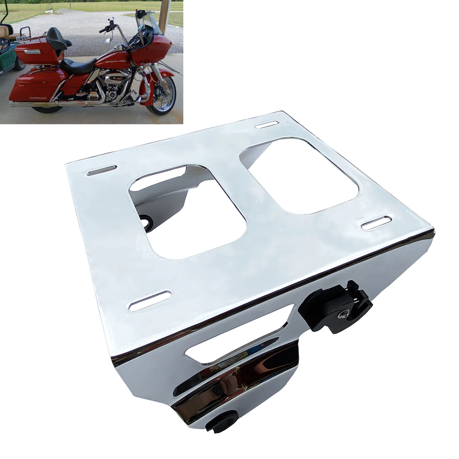 Chrome Detachable Solo Tour Pack Trunk Mounting Rack Support For Harley Touring Street Glide Road King Electra Glide 2014-2023