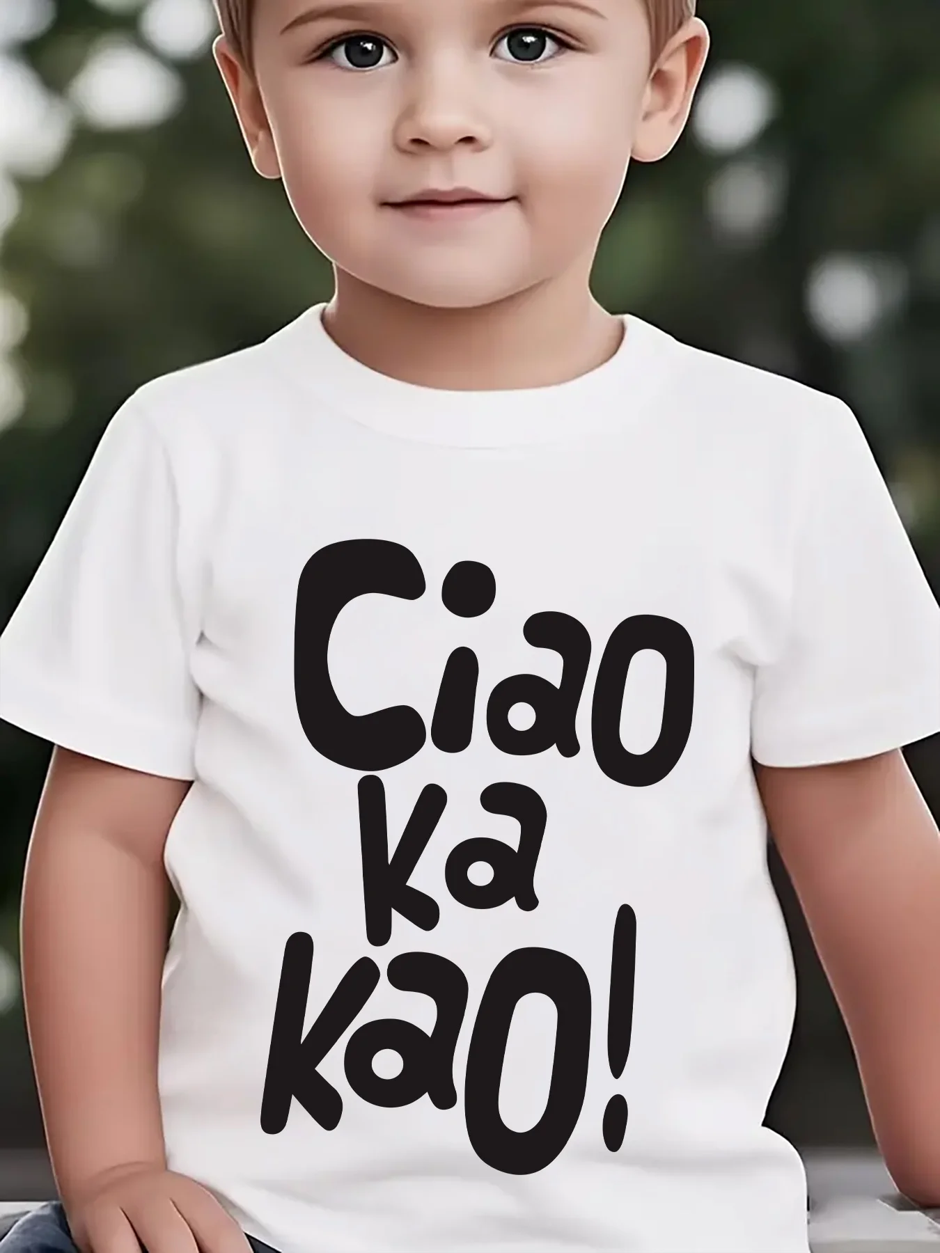 Ciao Ka Kao Bold Bubble Letter Trendy Slogan Graphic Kids T Shirt Boys Girls Family Matching Summer Crew Neck Casual Tee
