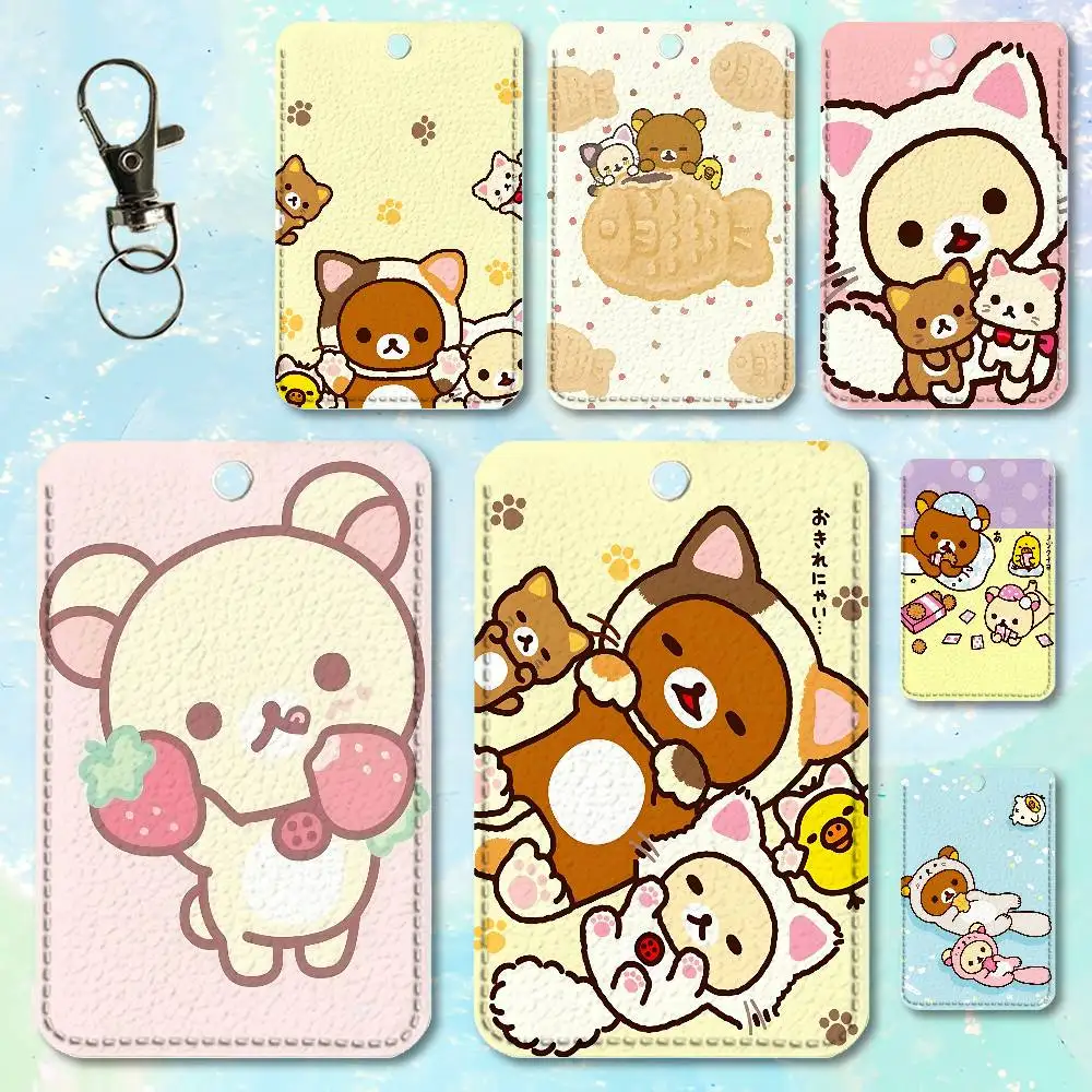 

Cute R-Rilakkuma Cartoon Holder Keychain For Work Card Bank Business Holder Student Card Protective Case Bus Card