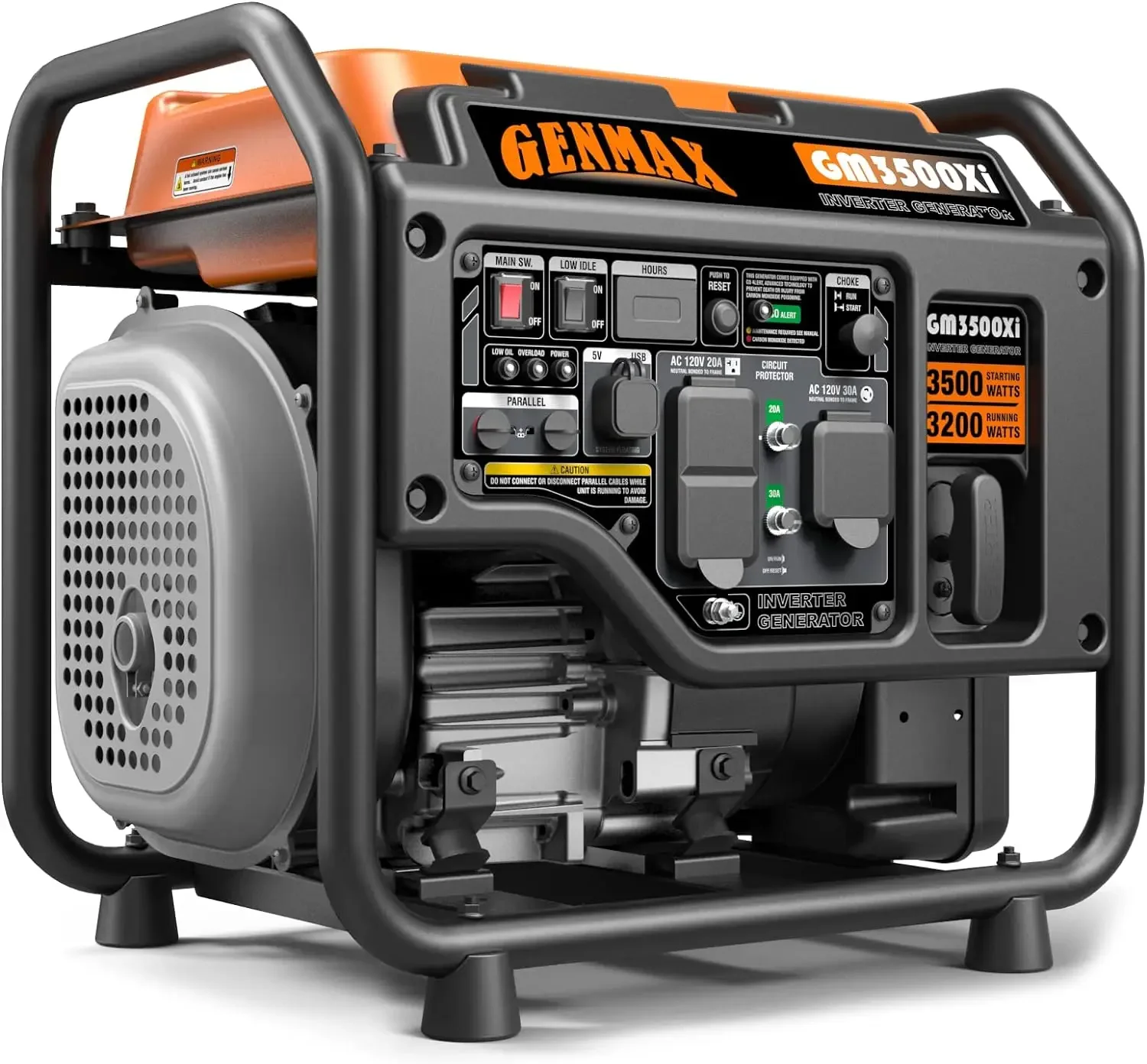 

GENMAX GM3500Xi Open Frame RV Ready Inverter Generator-3500 Peak Watts-Gas Powered，Quiet Technology, EPA Compliant