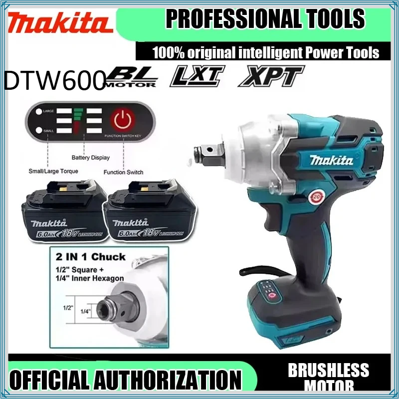 

Аккумуляторный ударный гайковерт Makita DTW600 с высоким крутящим моментом, бесщеточный, для авторемонта, электроинструмент