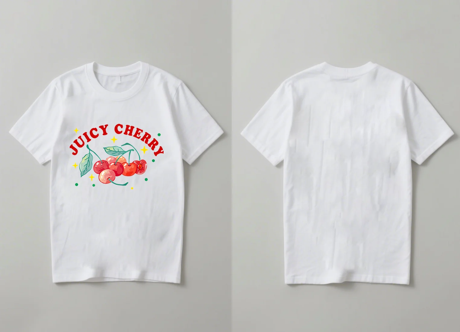 2025年 最新トレンドのおしゃれなチェリージョイプリント半袖Tシャツ カジュアルなラウンドネックトップス