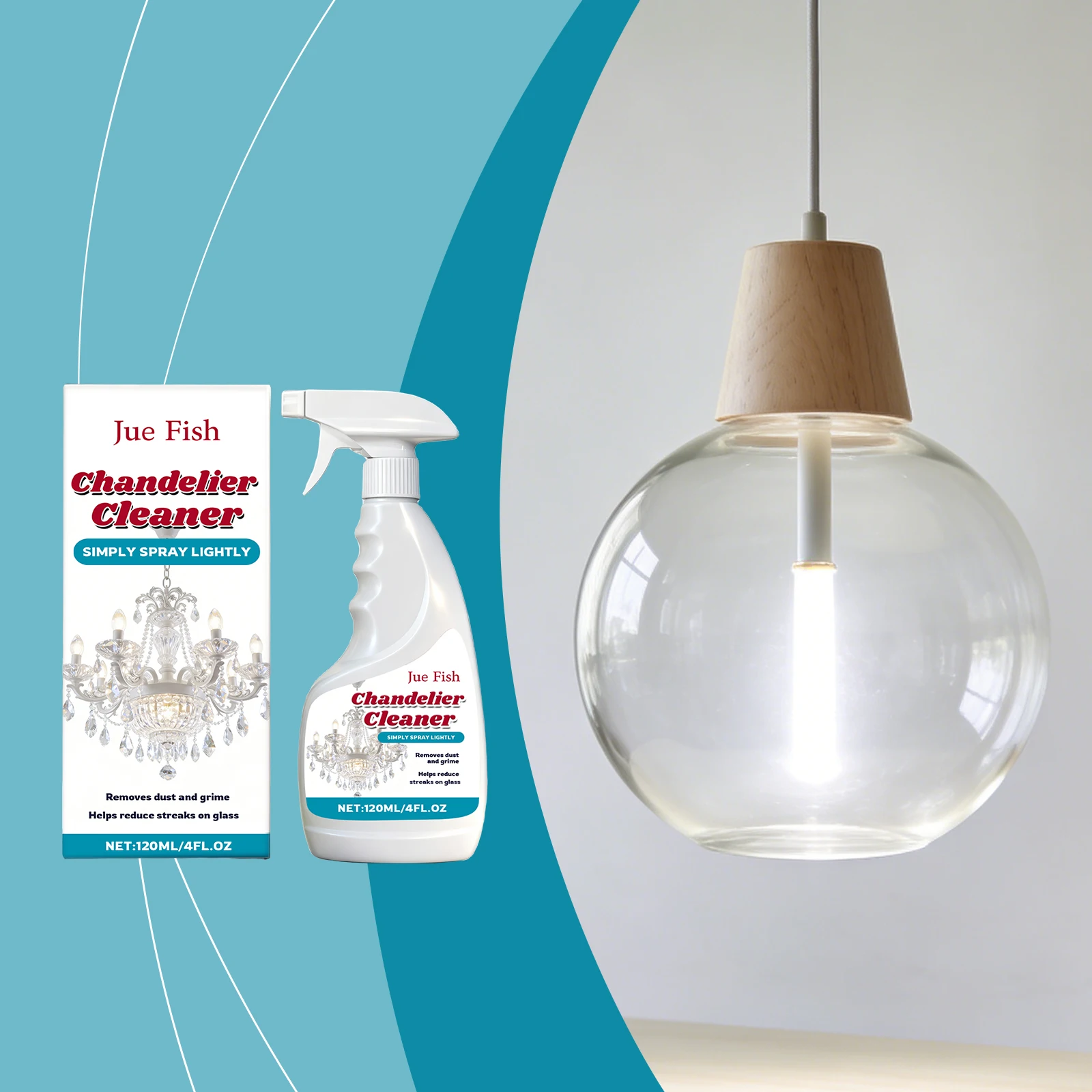 Mainly promoting the standard version (main listing, ideal length): Chandelier Cleaning Spray – Removes surface dust and grease, a daily maintenance cleaner for light fixtures