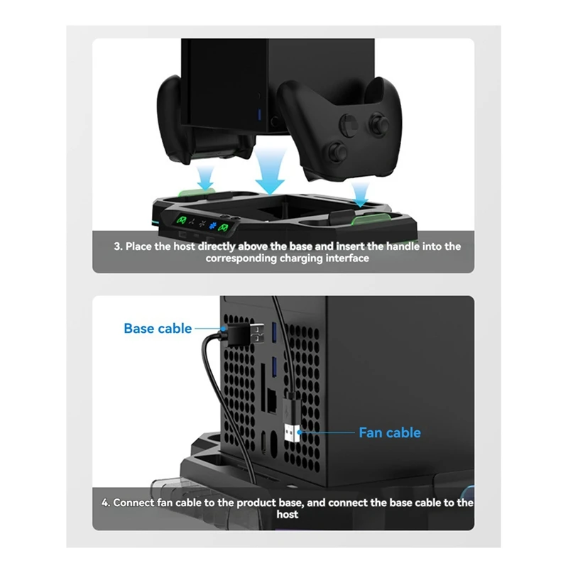 For  Series X Console & Controller RGB Charging Dock With Cooling Fan Can Hold 7 Game Disc