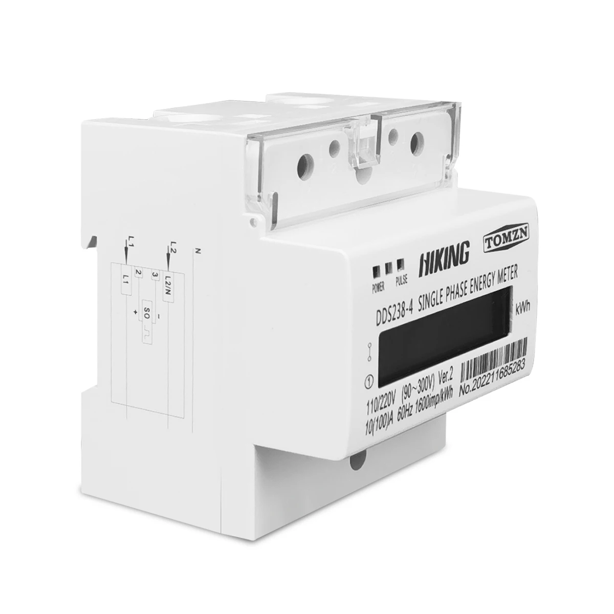 TOMZN 100A 110V/220V 90-300V 60HZ Single phase three wire Din rail KWH Watt hour din-rail energy meter LCD for America