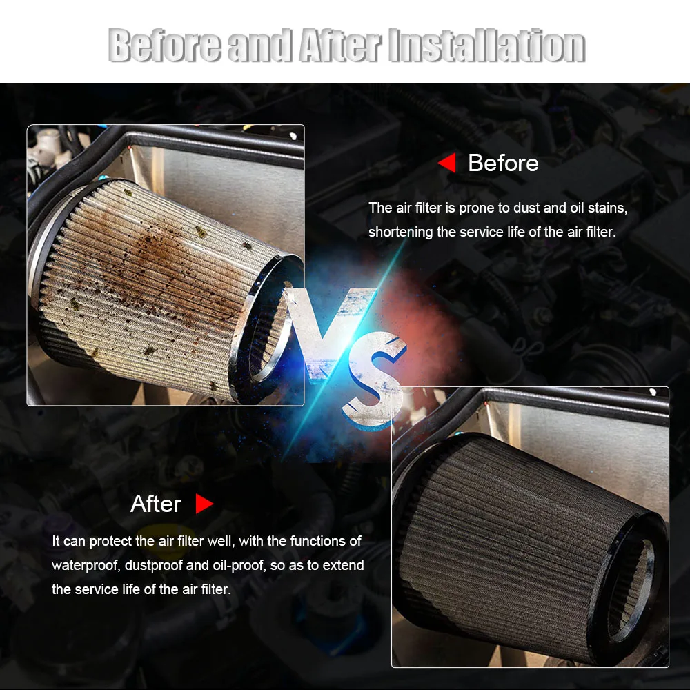 Upgraded Air Filter Protective Cover Real Waterproof Oilproof Dustproof for High Flow Air Intake Filters Air Filter Cover