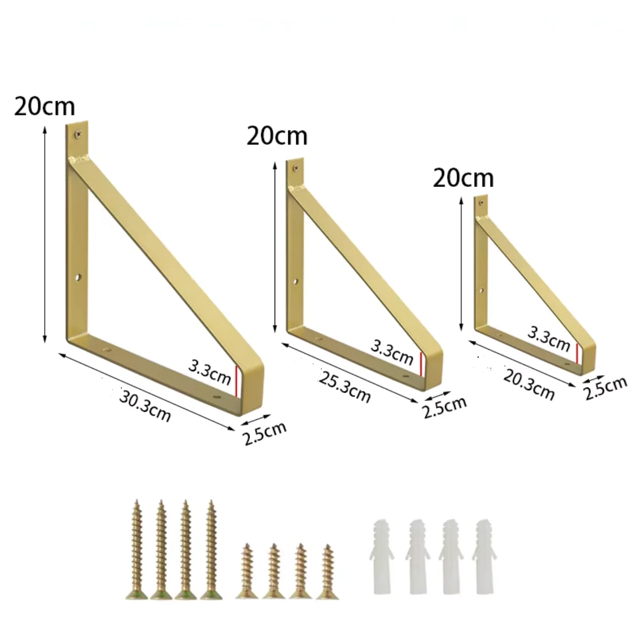 2Pcs Wall Mounted Rustic Ironwork Shelf Bracket Holder White Black Gold