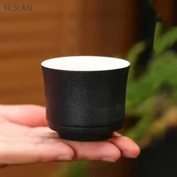 60/80ml Black Ceramic Teacup Handmade Porcelain Tea Cup Custom Tea Accessories Home Master Cup Portable Tea Set Meditation Cup