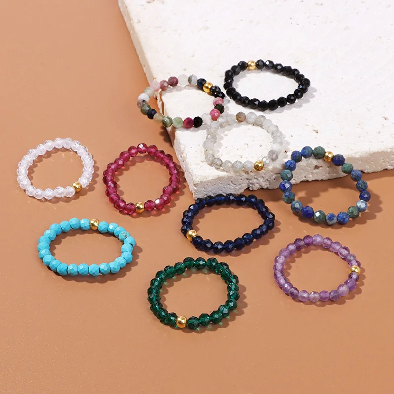 Hochwertige natürliche 3 mm facettierte Perlenringe, winziger kleiner facettierter Steinring, heilende Yoga-Reiki-Ringe für Frauen, Schmuck, Geschenke