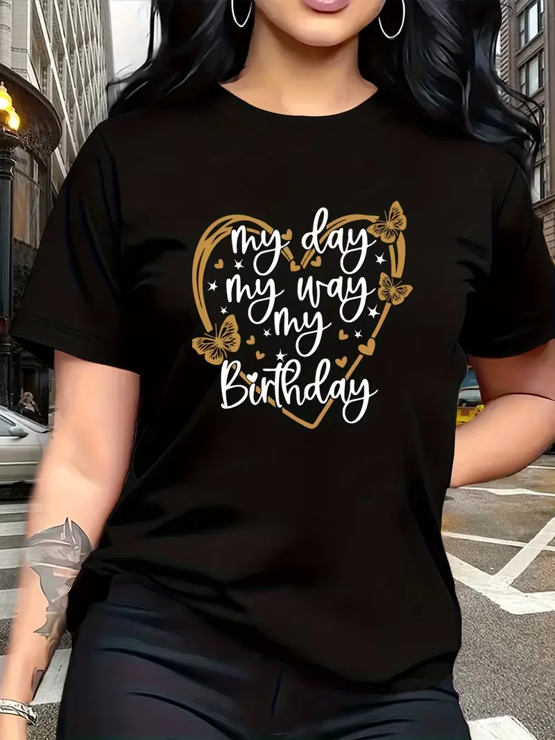 Trendy and Fashionable Women's Short-sleeve T-shirt Features A 