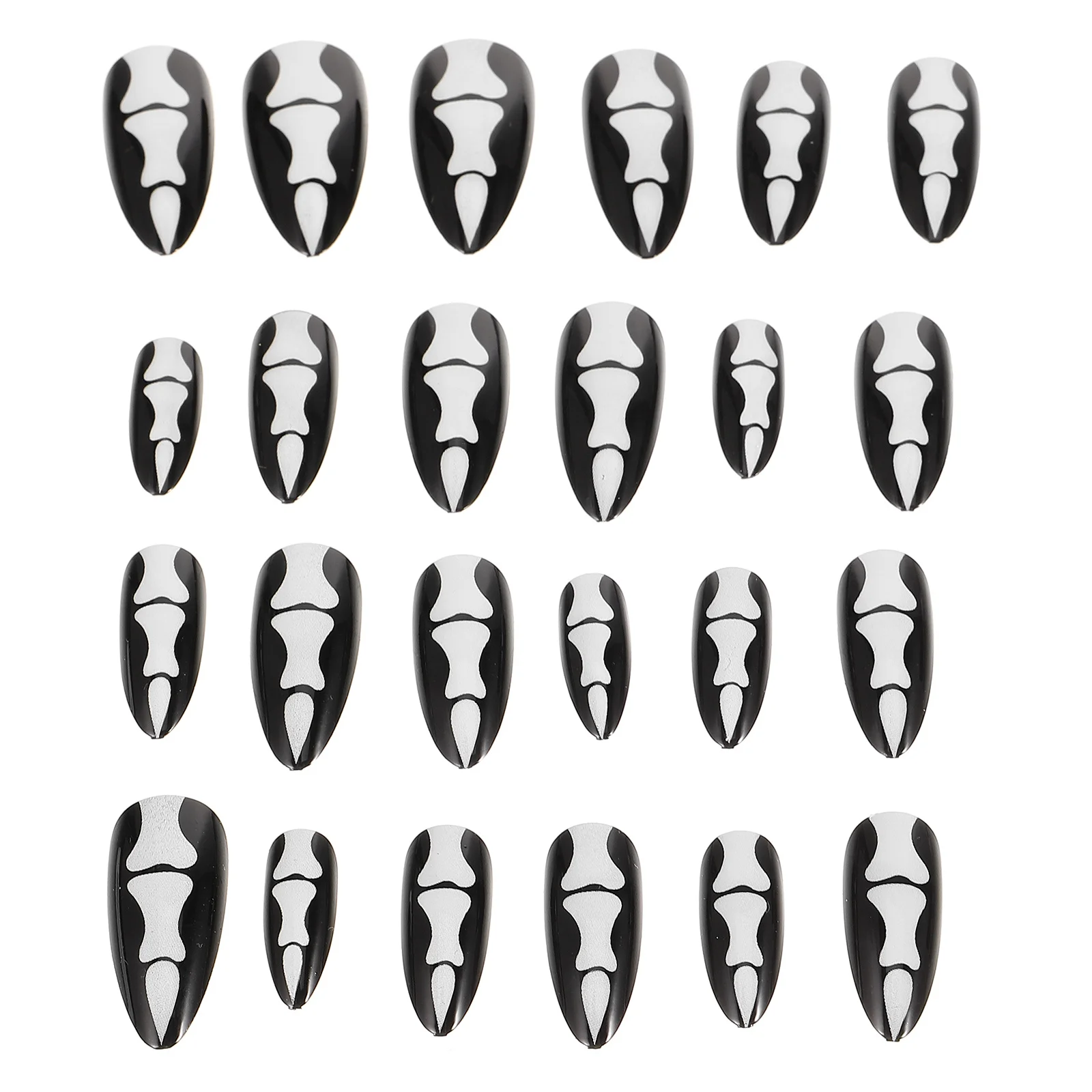 24個入り フェイクゴシックボーンデザイン 付け爪 女性用 ハロウィンデコレーション 長持ち フルカバー グルーオンネイル マニキュア