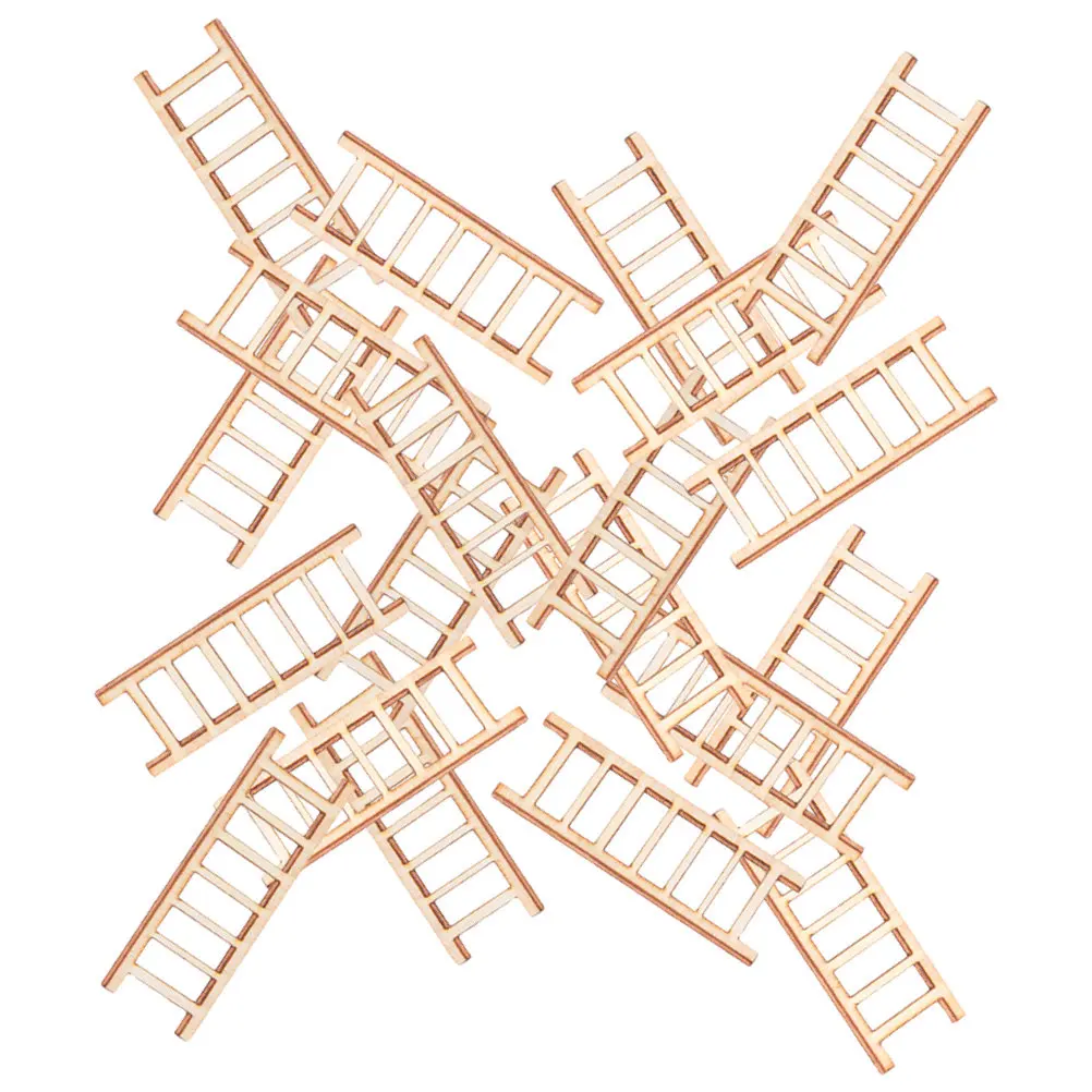 

20Pcs Wooden Miniature Ladders for Micro-Landscape Adornment DIY Mini Garden Decor Natural Wood Ladders for Layout Design