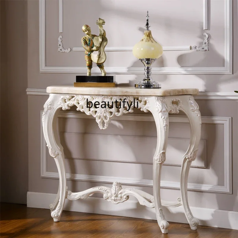 GY-Tables Console de Style Européen, Armoire d'Entrée en Marbre, Rangement de Style Américain T1