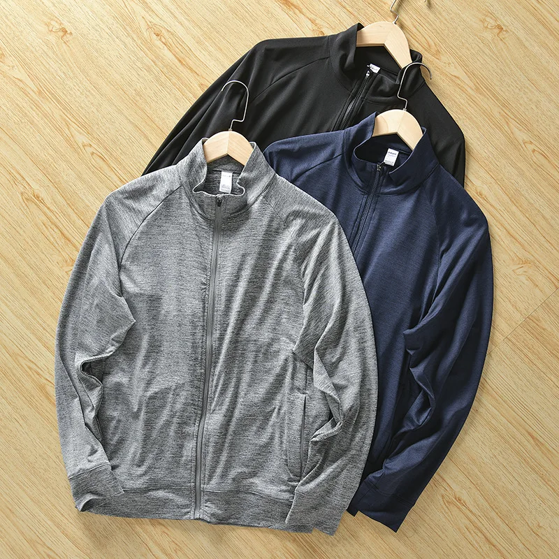

Brand New Men's Lightweight High Elasticity Stand-up Collar Casual Sports Breathable Quick-dry Long-sleeved Jacket