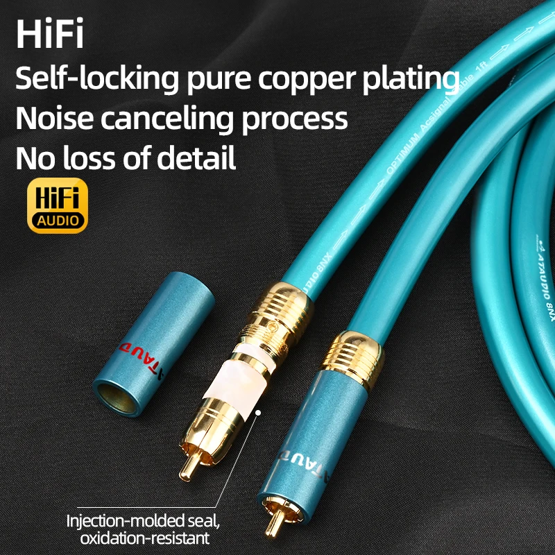 ATAUDIO-Cable RCA Hifi, amplificador de CD de alta gama, interconexión 2RCA a 2RCA macho, Cable de Audio de 1m y 2M