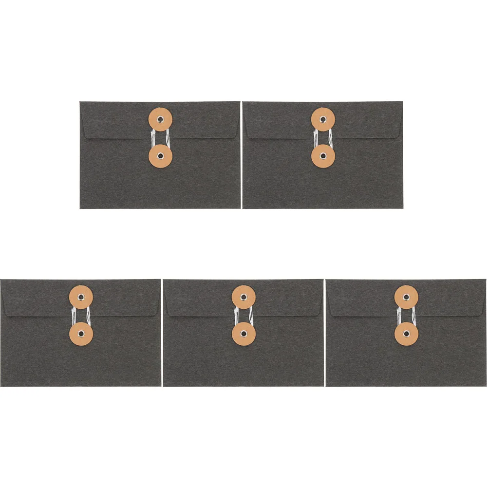 

5pcs Kraft Paper Envelope Bags Vintage String Tie File Pockets Thickened Storage Bags for School Office Documents Business