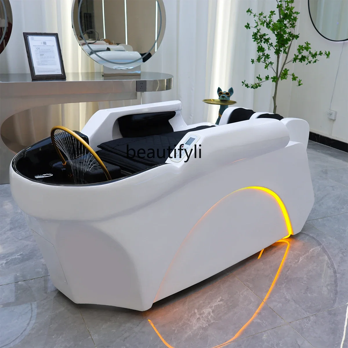 High-end intelligent massage shampoo bed for barbershops with constant temperature water circulation and full automatic