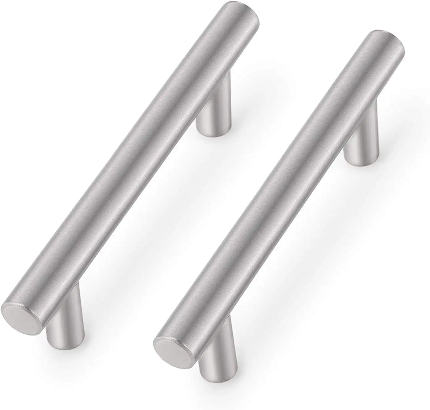 Roestvrijstalen meubelhouders van satijnnikkel, set van 6 stuks, T-stang voor keukenkasten, laden, ladekasten, design loft