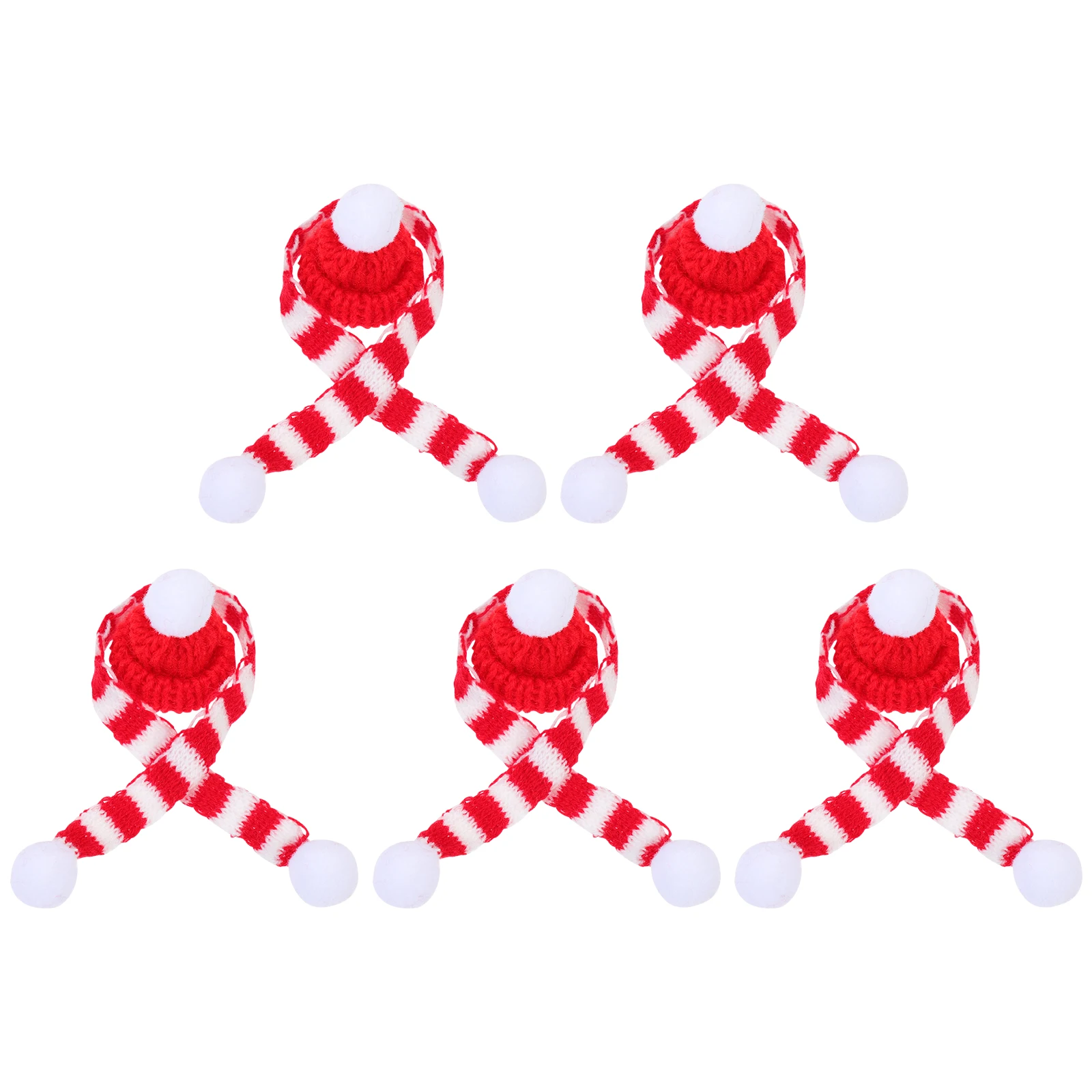 

5 Sets Woolen Yarn Materials Christmas Mini Hat Scarf for Bottle Lollipop Party Supplies Decoration Lightweight Easy to