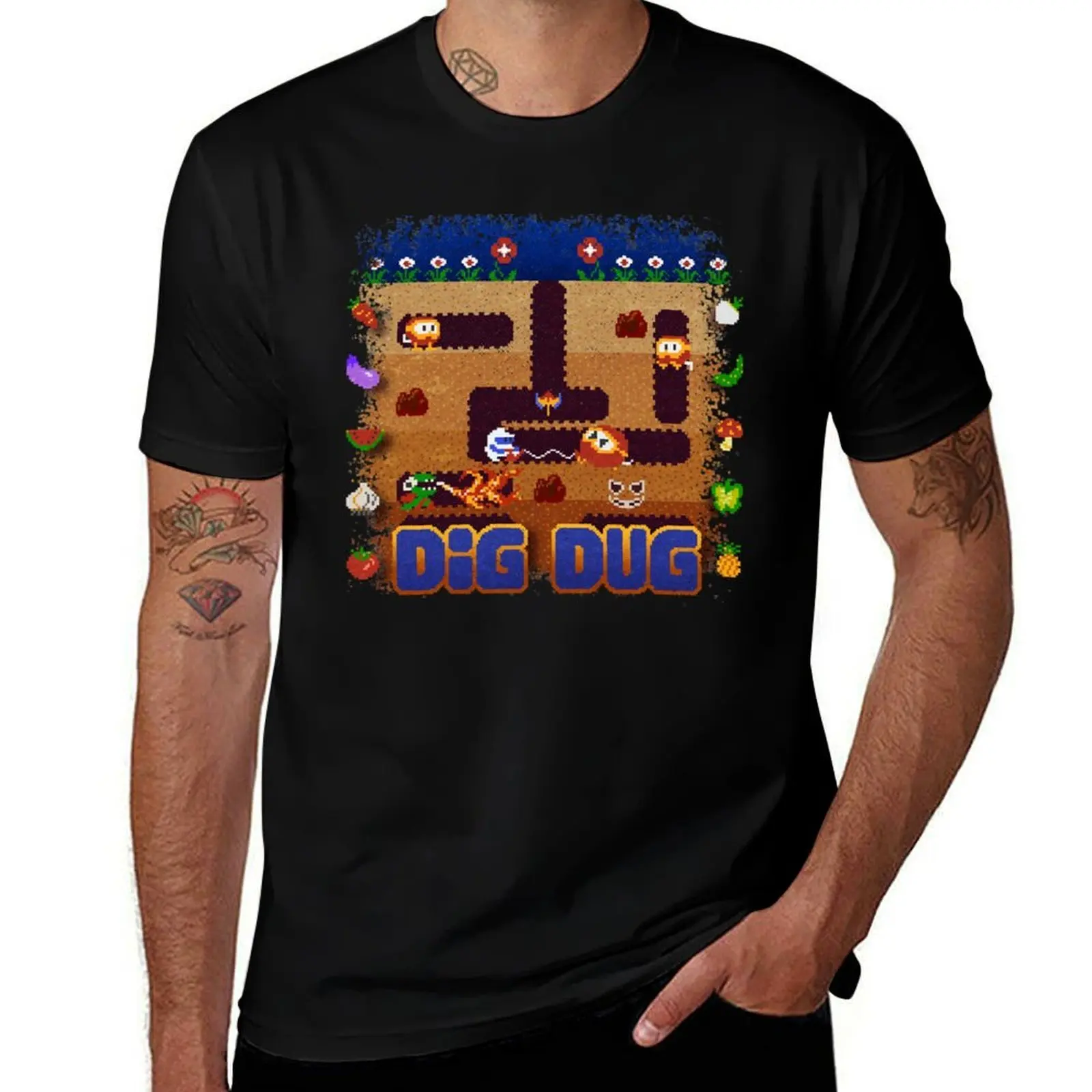 

Birthday Girl Dig Dug Computer Gaming Vintage Style T-Shirt Casual Fashion Short Sleeve Cotton T-Shirt