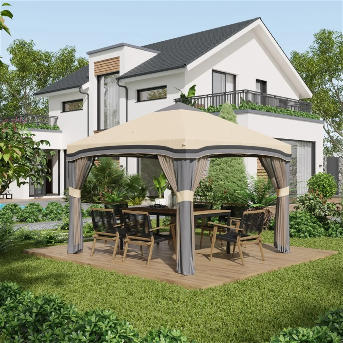 Outdoor aluminum pavilion garden sun room dining tent courtyard leisure awning metal roof tent