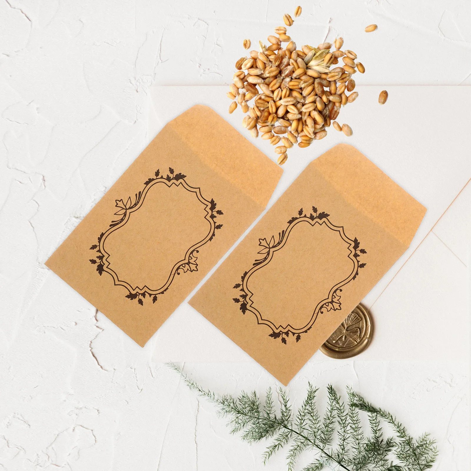 

50pcs Kraft Paper Envelopes Brown Reusable Coin Bags Mini Cash Envelopes Small Storage Pouches For Coins Budgeting Self-Sealing