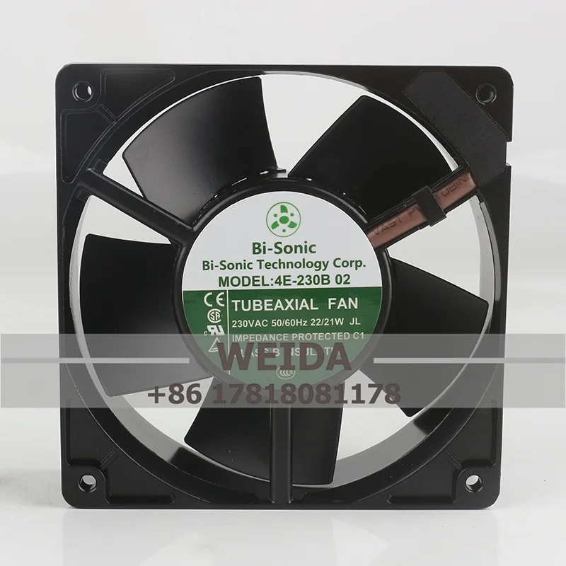 Bi-Sonic AC230 22/21W 12038 120X120X38MM 12CM All-metal High-temperature Resistant Dual Ball Bearings 4E-230B 02 Cooling Fan