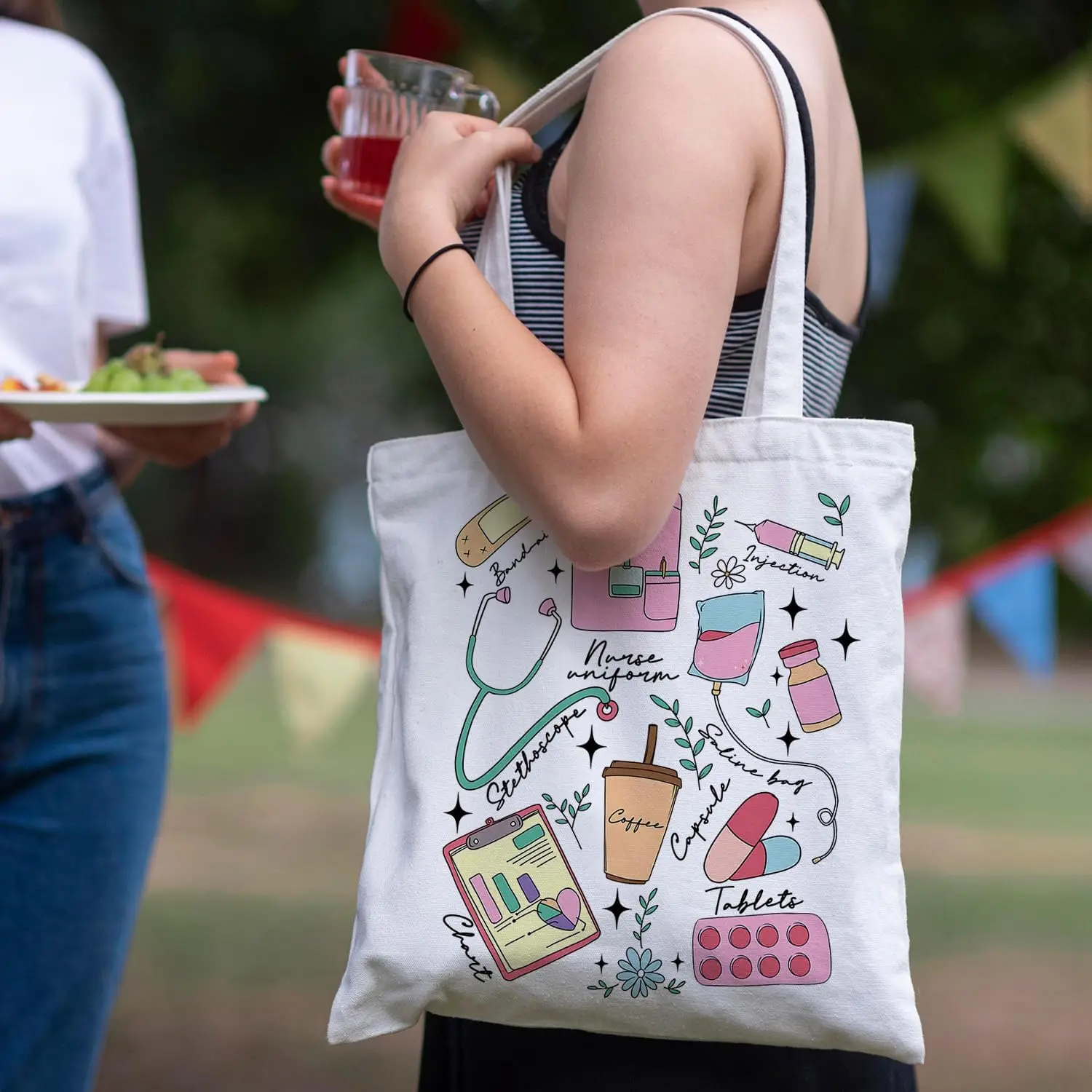 Nurse Canvas Tote Bag Nurse Appreciation Gifts Nursing School Gift Reusable Shopping Grocery Bags Foldable and Large Capacity