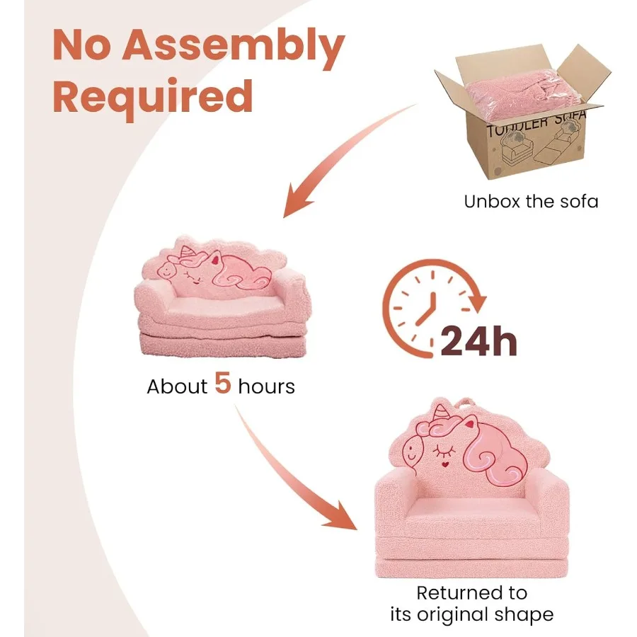 Divano convertibile dal design unicorno rosa per bambini di 13 anni, versatile sedia pieghevole, perfetta per la stanza dei giochi, la notte di film