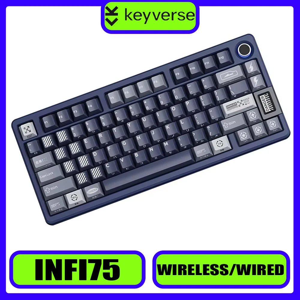 

Keyverse INFI75 KEEP OUT Limit Mechanical Keyboard Tri Mode Customize Screen HIFI Customized Gaming Keyboard Hot Sawp Gasket PC