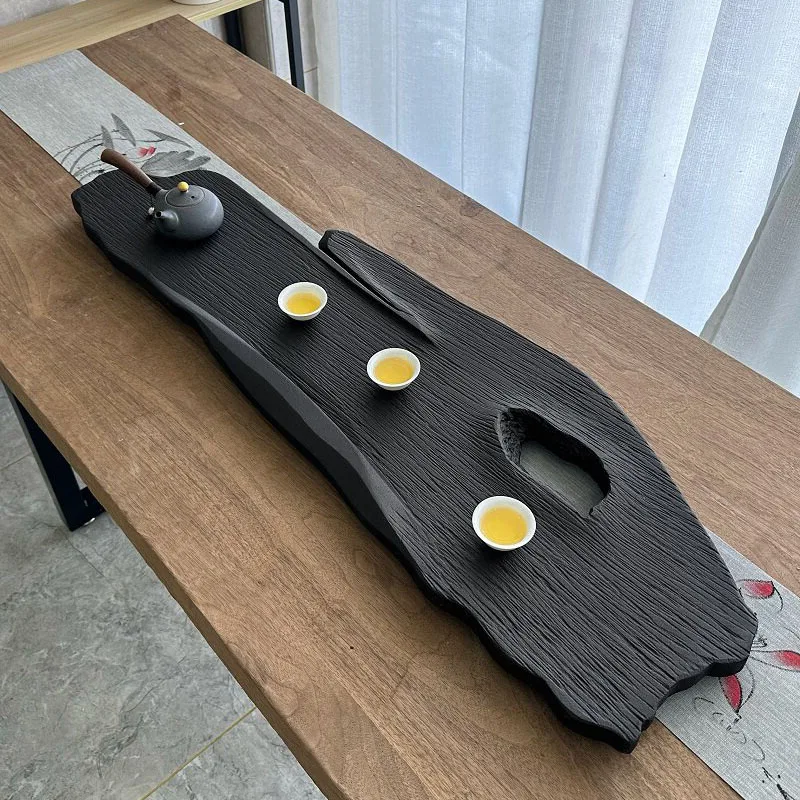 Irregular Tableware Tea Tray Black Hospitality Living Room Long Chinese Stone Office Tea Tray Luxury Bandejas Home Decorationgs 6