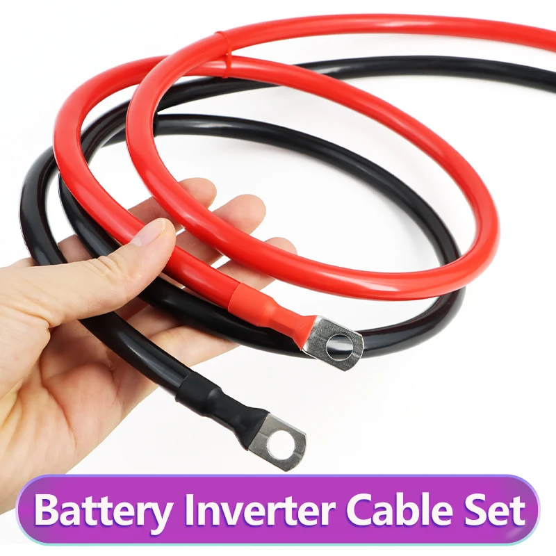 Battery Inverter Cable Set With M8 Lug 4/6/8AWG Length 20~100cm RV Coppe PVC Insulated For Solar System UPS Car Connection Wire