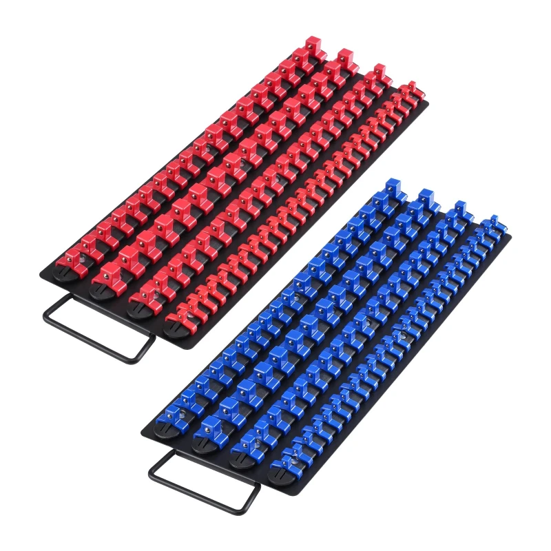 

2PCS Portable Socket Organizer Tray Metric Set Hold up to 160 Sockets 3/8" 1/2" Socket Rail for Tool Box Drawer
