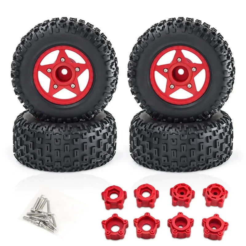 4Pcs 109mm 1/8 1/10 Short Course Truck Tire with 12mm 14mm 17mm Wheel Hex for Trxs Slash ARRMA SENTON Vkar SCTX10 HPI RC Car