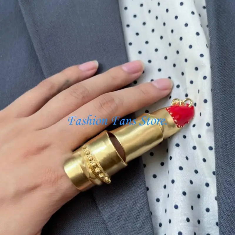  Music Festival Essential Exaggerated Enamel Drip Copper Joint Finger Ring Adjustable Wedding Band Accessory