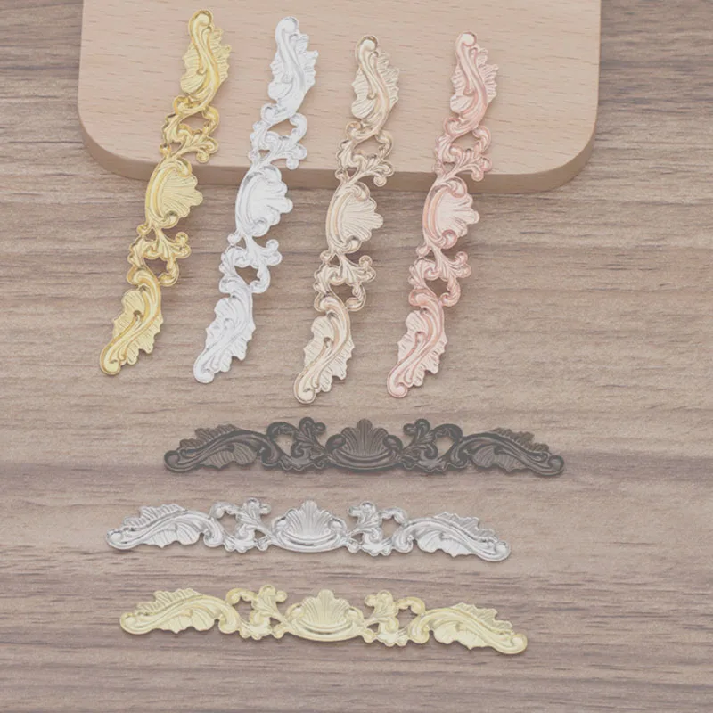 20 Pieces Openwork Design Long Floral Metal Copper Finish Traditional-Style Hair Accessories DIY Brooches Hair Ornaments Making