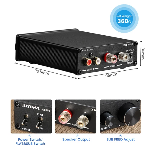 Imagen 2 del producto AIYIMA A1001 100W amplificador de subwoofer TPA3116 amplificador de potencia altavoz amplificador de sonido Digital Clase D Mono amplificador de Audio para el hogar