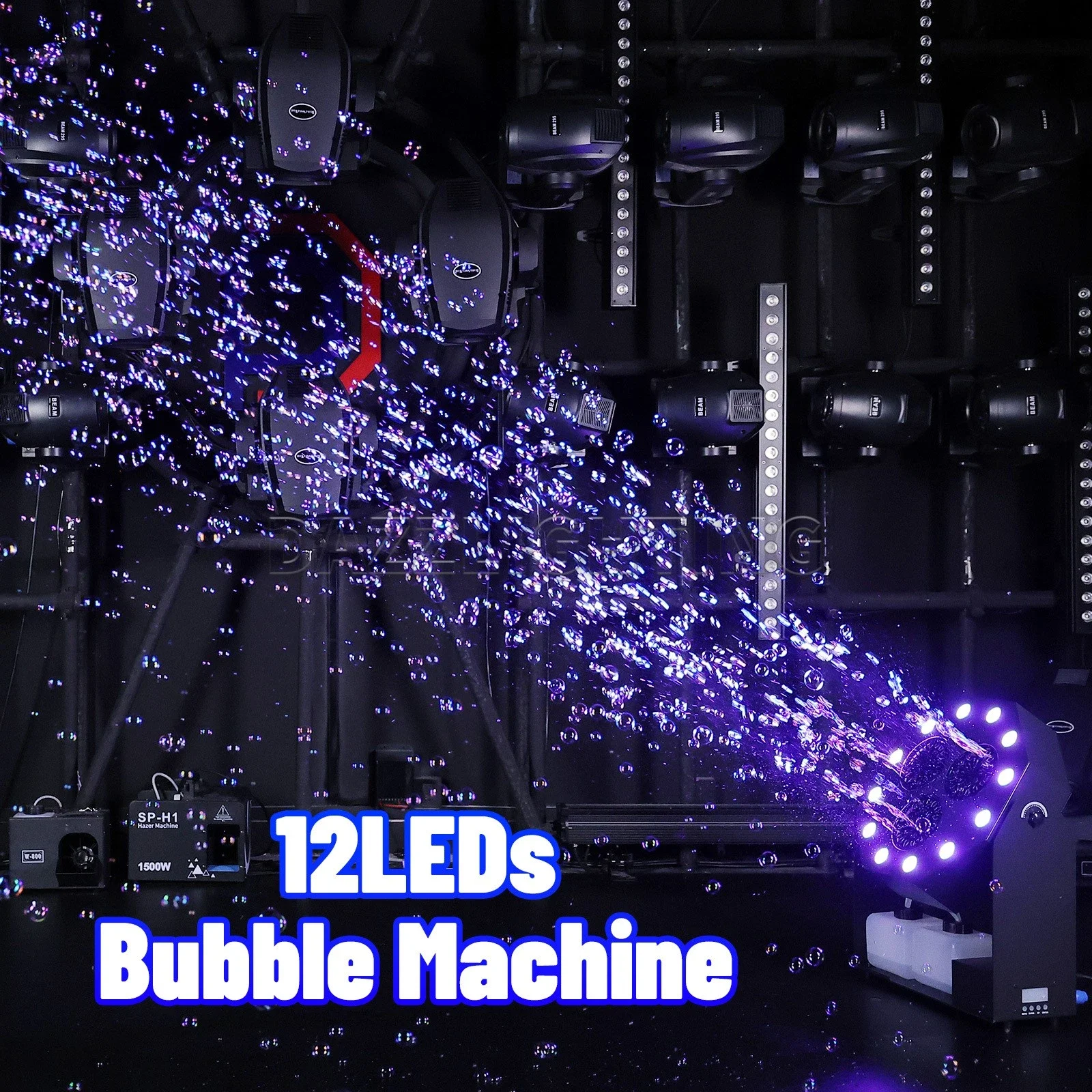 High Power Bubble Machine for Kids Automatic Soap Bubble Blower with RGBW LED Lights Outdoor Party Toy for Festival Birthday