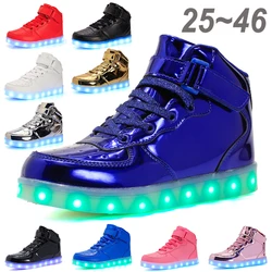 New Size 25-46 Children Adult USB Charging Glowing Kid Luminous Sneakers for Boys Girls Men Women Led Casual Walking Light Shoes