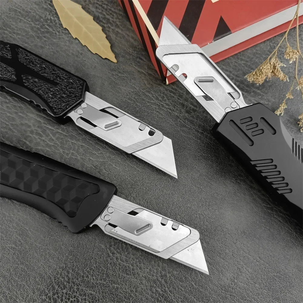 EDC Pocket Folding Knife 440C Tanto Blade Zinc Alloy Handle with A Few Replacement Blades Outdoor Tactical Hunting Tool