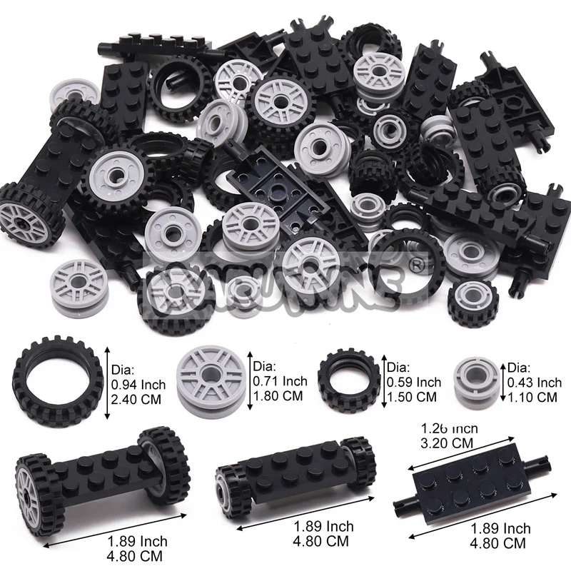 MARUMINE 70 قطعة اللبنات عجلة الإطارات MOC الطوب سيارة المسار أجزاء السيارة الملحقات 40687 42610 92402 61254 56902 متوافق #2