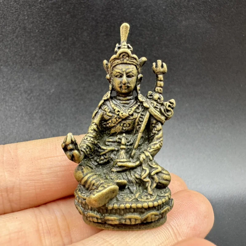 Antique Bronze Buddha Statue Tantric Tibetan Buddha Padmasambhava Master Buddha Portable Ornament