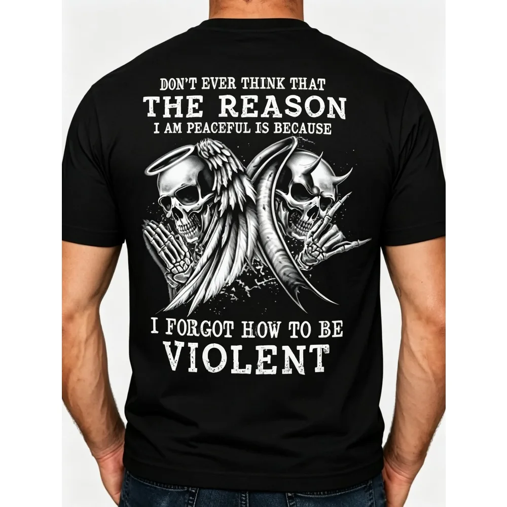 2026 New Trendy Casual Short Sleeve T-shirtVintage Distressed English Text, Dark Gothic Unisex Street Summer Tops